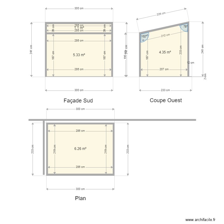 Tonnelle Suzanne. Plan de 4 pièces et 17 m2