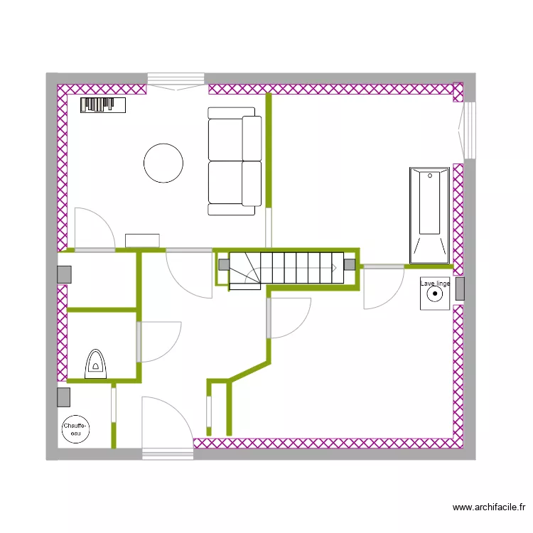 Salon Canap&eacute;. Plan de 
