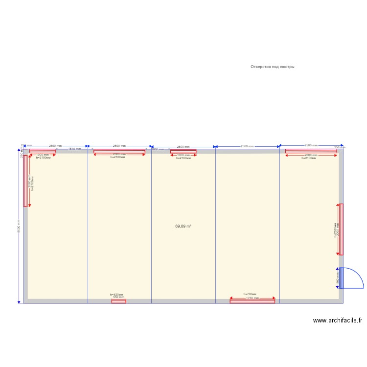 75 4 sv. Plan de 1 pièce et 70 m2