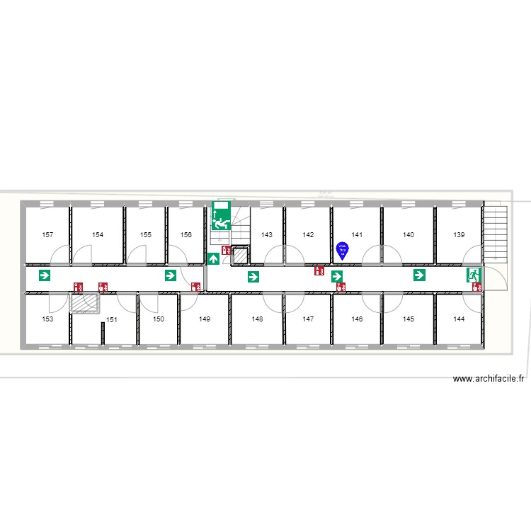 Plan évacuation rocade Chambre 141  . Plan de 0 pièce et 0 m2