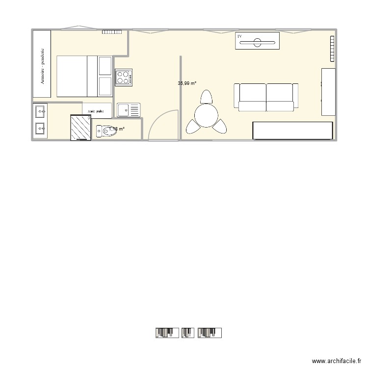 Chris. Plan de 2 pièces et 37 m2