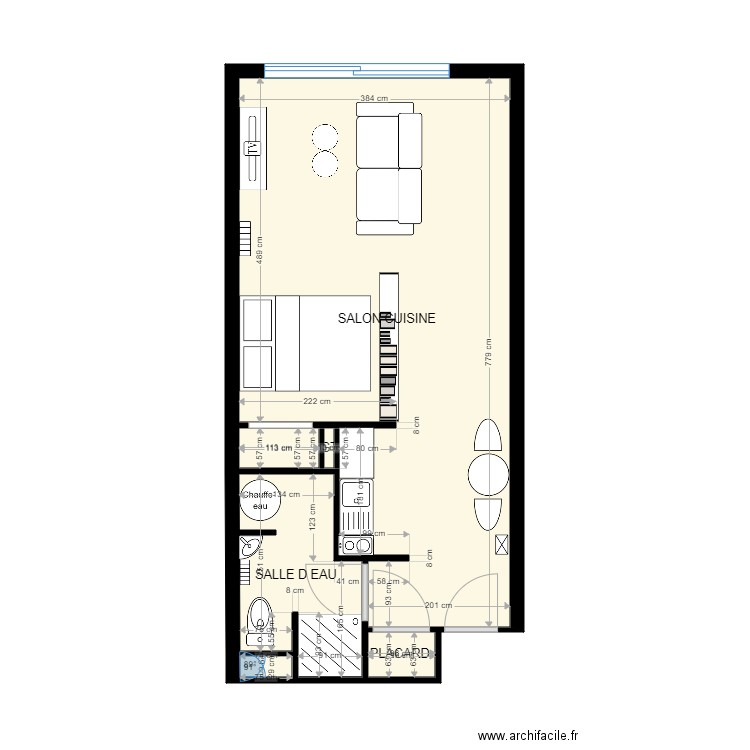 coeffort AMENAGEMENT idée 2 avant 3D. Plan de 0 pièce et 0 m2