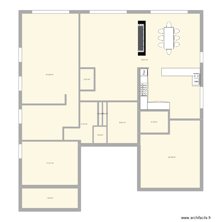 RDC sneessens. Plan de 12 pièces et 196 m2