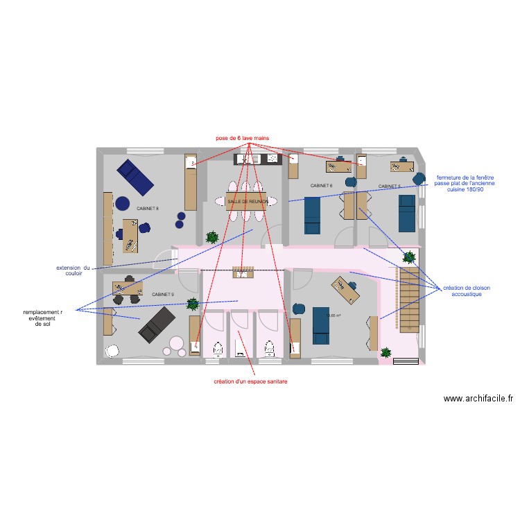  1 ER ETAGE descriptif travaux. Plan de 10 pièces et 110 m2