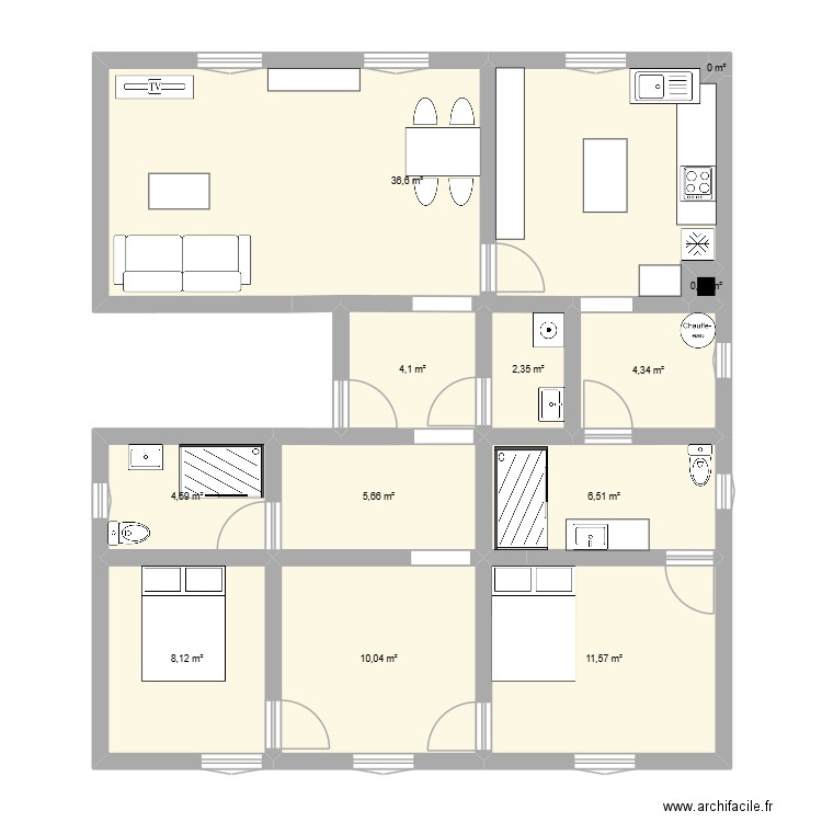 appart Vitry 2. Plan de 12 pièces et 94 m2