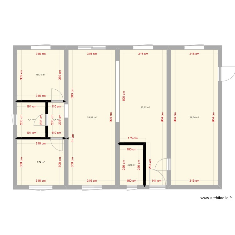  one floor 4 original. Plan de 8 pièces et 113 m2