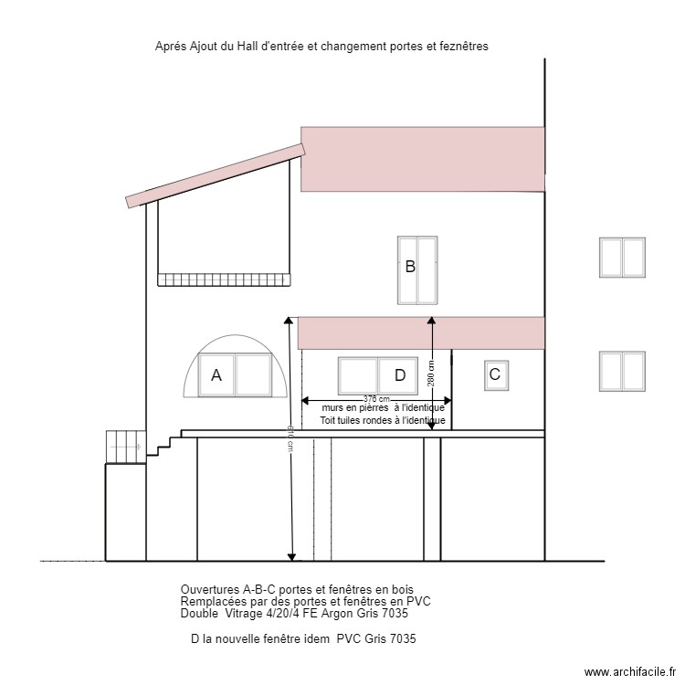 RIBES FACADE SUD. Plan de 8 pièces et 43 m2