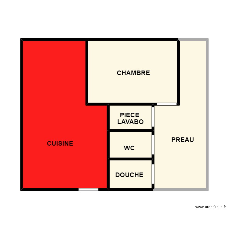 judic. Plan de 6 pièces et 56 m2