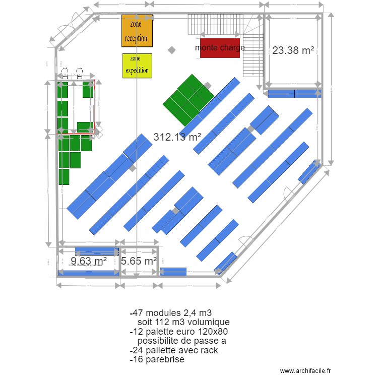 EMG MAGASIN rez chaussé etage version 2. Plan de 8 pièces et 731 m2