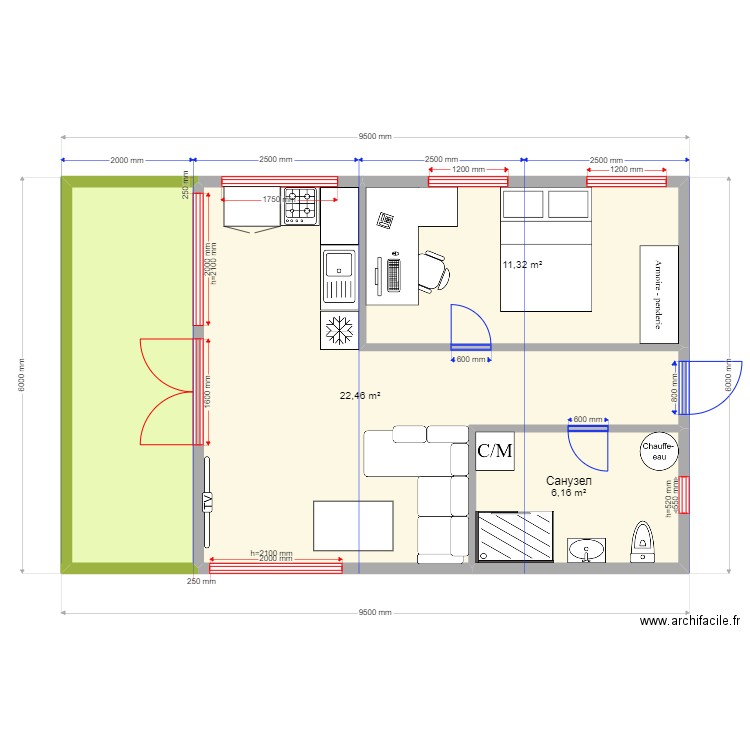 TRIPLE SQUARE. Plan de 0 pièce et 0 m2