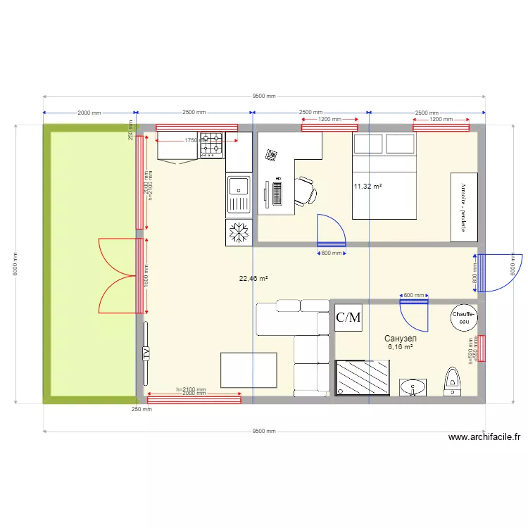 TRIPLE SQUARE. Plan de 