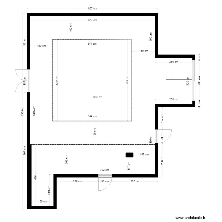 bar des sports plan côté avec chapiteau et faux plafond. Plan de 0 pièce et 0 m2