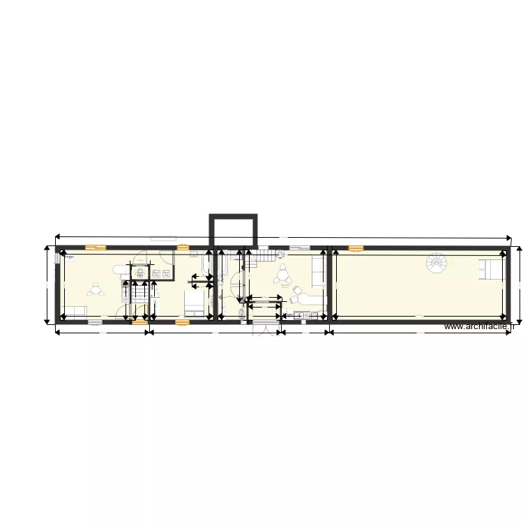 Projet 2 . rez de chauss&eacute;e maison bleue et petite grange.. Plan de 