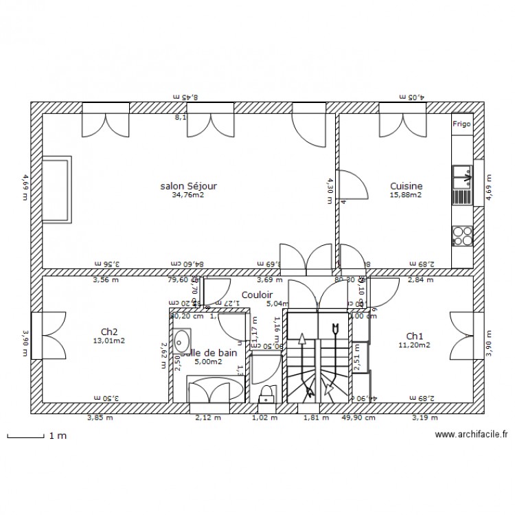 Rez de chaussee avec cote. Plan de 0 pièce et 0 m2