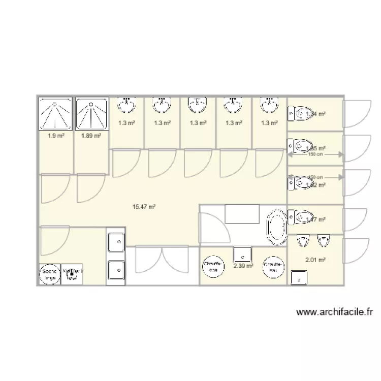 bloc sanitaire 1 1 &eacute;toile. Plan de 