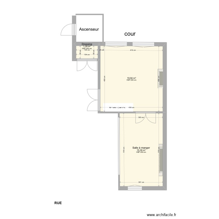 Chambre projet. Plan de 3 pièces et 37 m2