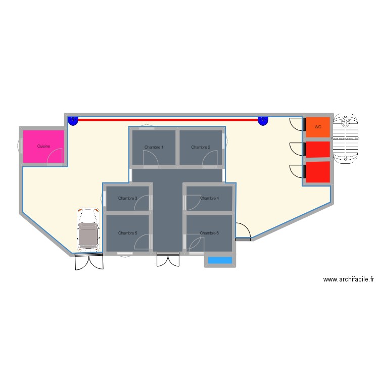 plan Dian. Plan de 13 pièces et 78 m2