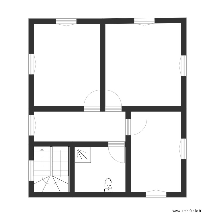 Étage villa. Plan de 6 pièces et 54 m2