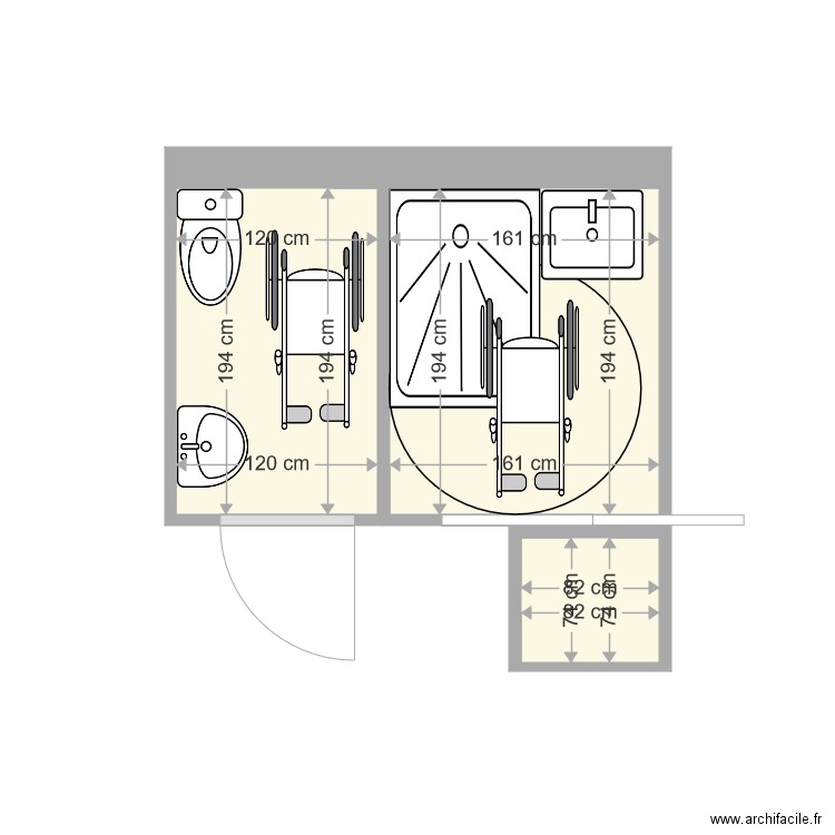 Sdb rdc avec cagibi. Plan de 0 pièce et 0 m2