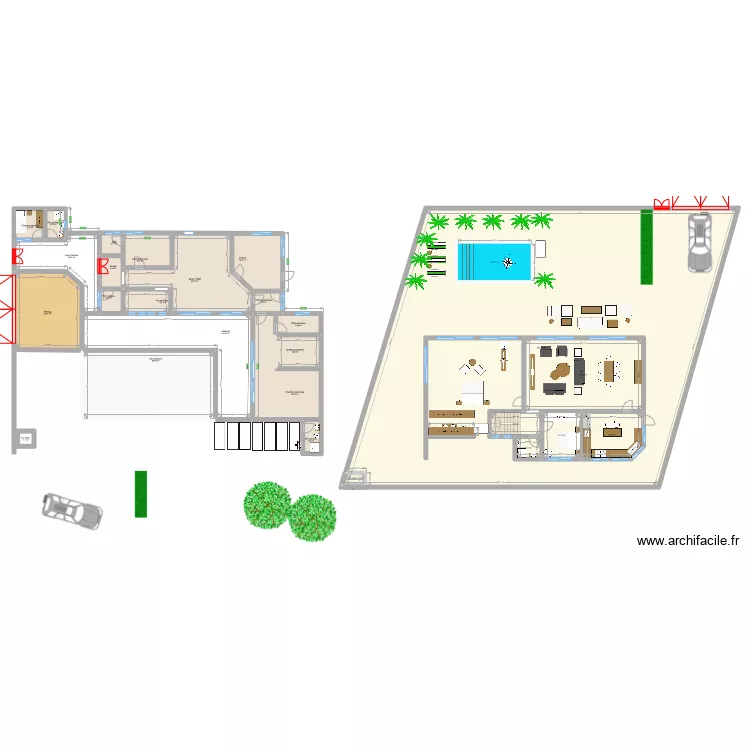 Somone Ngaparou plan rdc meubl&eacute;. Plan de 