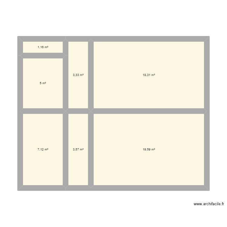 appartement . Plan de 7 pièces et 58 m2