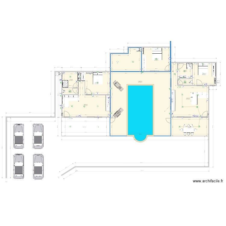 Bungalows papa 3 elec. Plan de 11 pièces et 268 m2