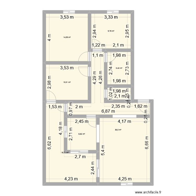 Plan Tabarka Fayçal. Plan de 7 pièces et 100 m2