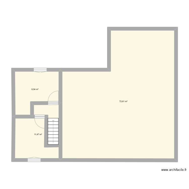 etage maison. Plan de 3 pièces et 93 m2