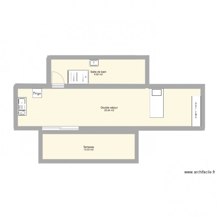 Plan Appartement T1 30m2. Plan de 0 pièce et 0 m2
