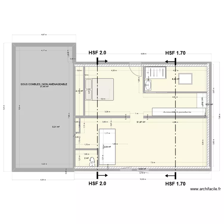 plan maison &Eacute;tage3. Plan de 9 Pièces et 108 m²