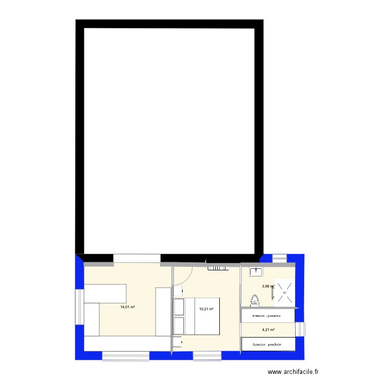 Extension v4. Plan de 4 pièces et 32 m2