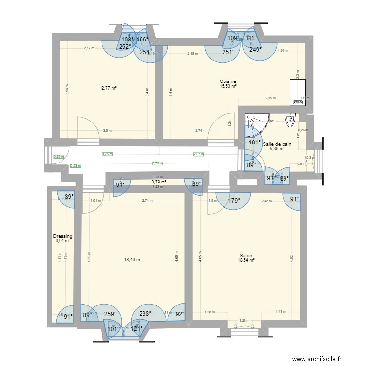 dder. Plan de 7 pièces et 75 m2