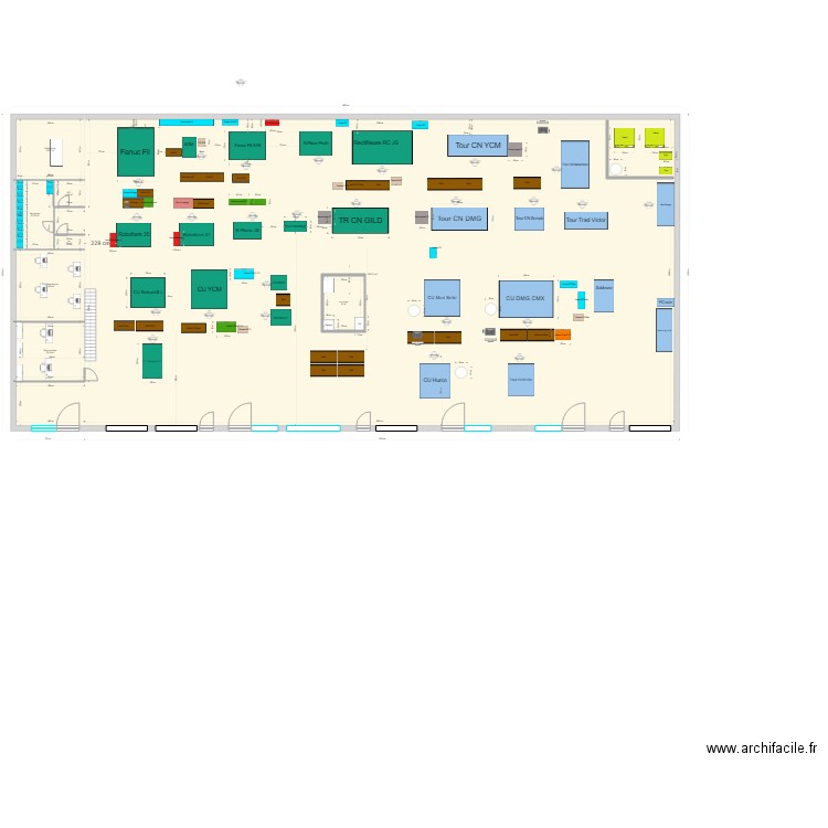 Locaux Version 5 . Plan de 19 pièces et 2163 m2
