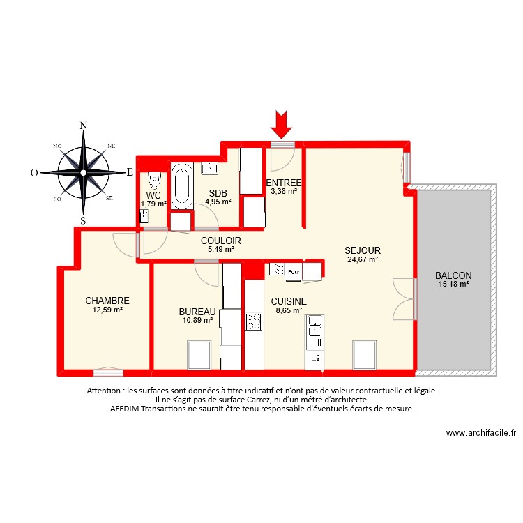 BI9468. Plan de 15 pièces et 90 m2