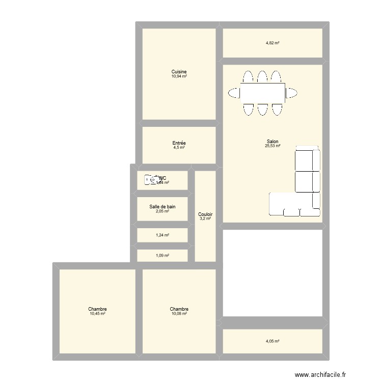 Appart. Plan de 12 pièces et 80 m2