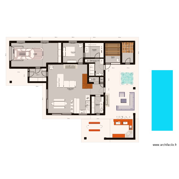 Chalet 2.01.02. Plan de 16 pièces et 176 m2