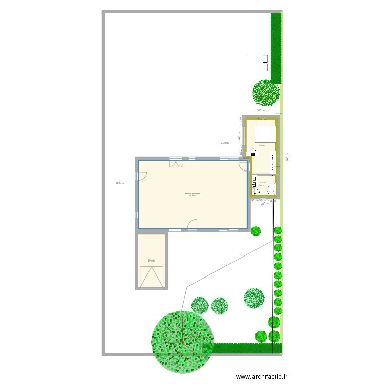 Plan de masse réévalué v3. Plan de 7 pièces et 100 m2