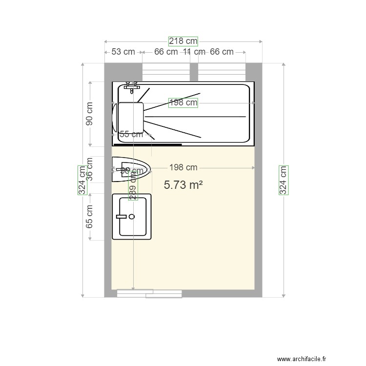 BARALE 200-90. Plan de 1 pièce et 6 m2