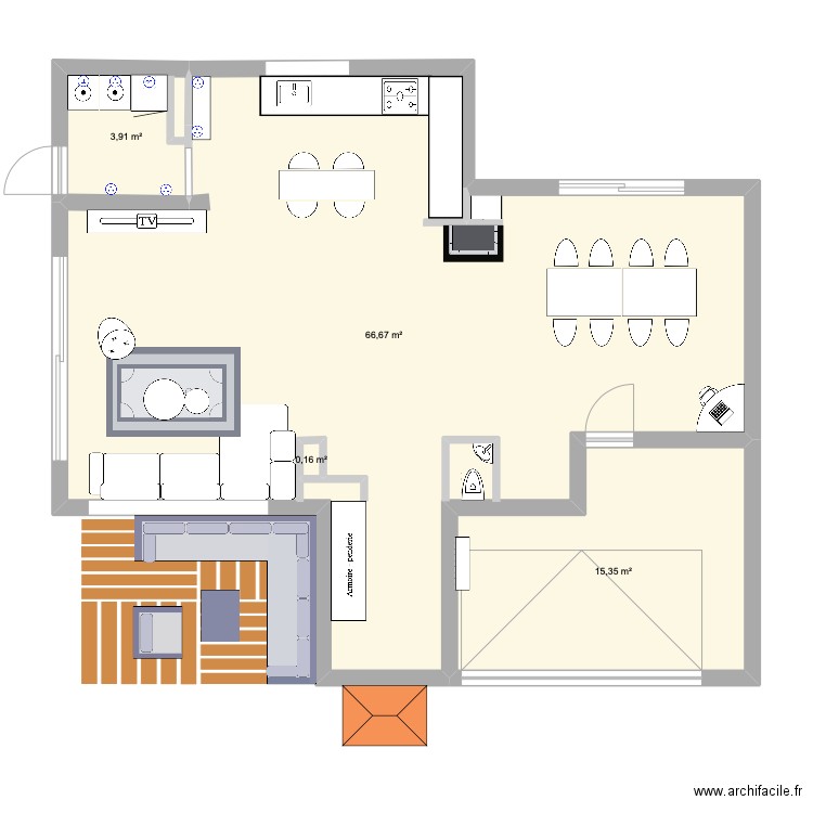 MAISON TRAV RDC CHOIX 2. Plan de 4 pièces et 87 m2