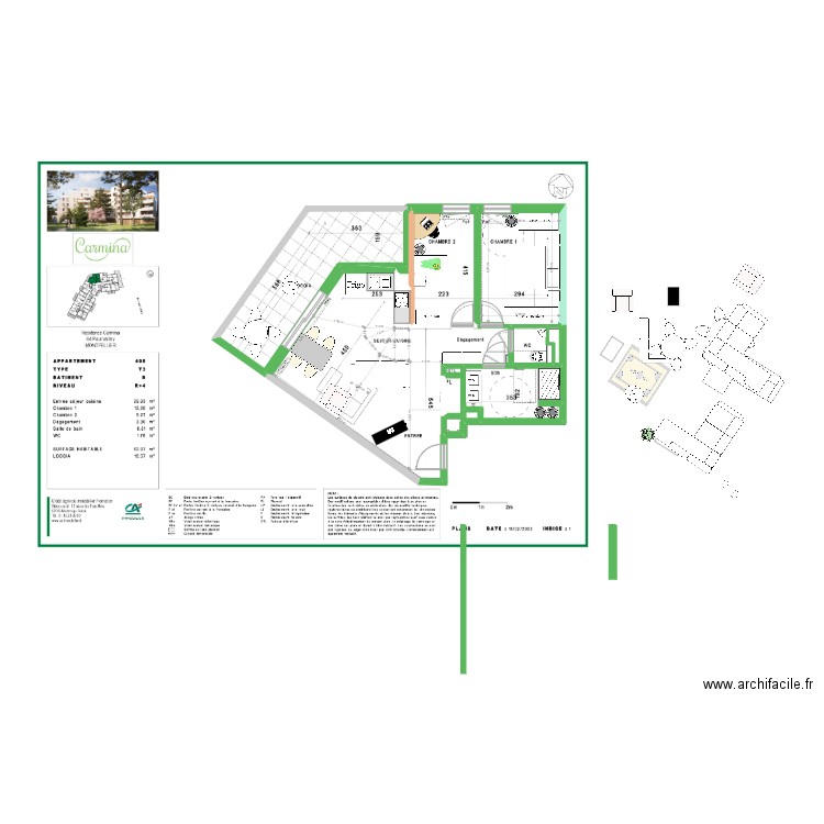 APPARTEMENT CARMINA T3 JANETH V7. Plan de 12 pièces et 80 m2