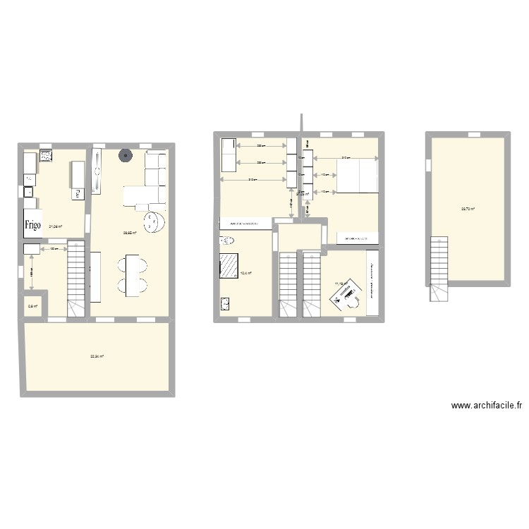 Plan 1 Maison . Plan de 8 pièces et 156 m2