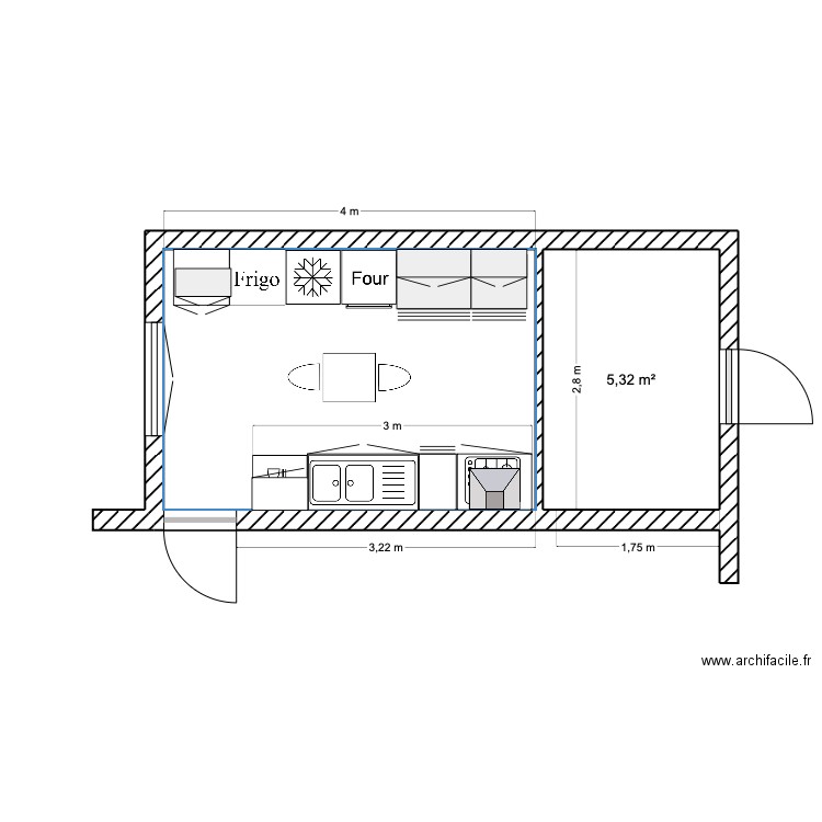 Cuisine implantation meubles v finale. Plan de 0 pièce et 0 m2