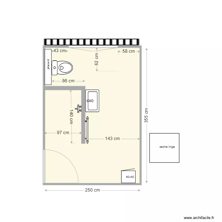 Salle de bain dimentions. Plan de 