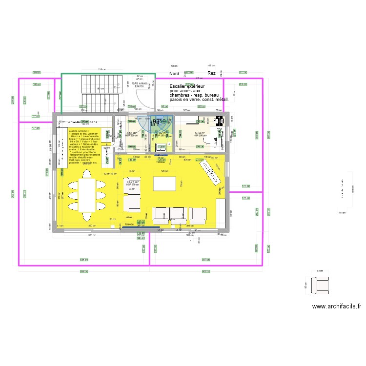 plan rez 3 9 x 6 m DC avec bureau V2. Plan de 0 pièce et 0 m2