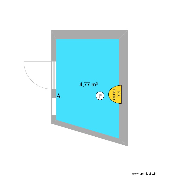 radiologie. Plan de 1 pièce et 5 m2