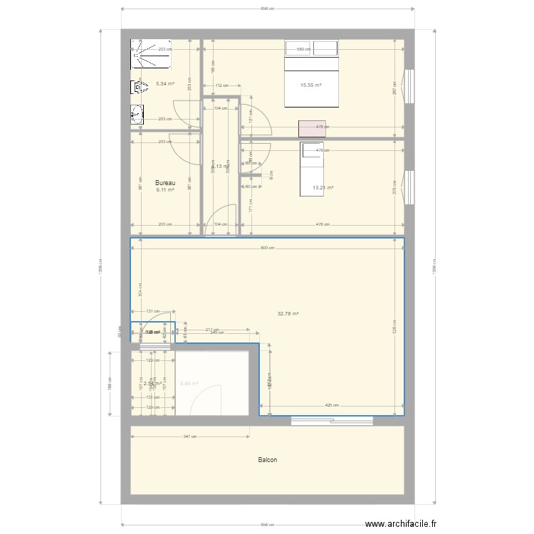 Etage 2. Plan de 16 pièces et 197 m2