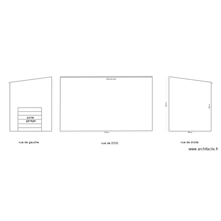 PCMI5    GARAGES   3    FACES  de dos. Plan de 5 pièces et 131 m2