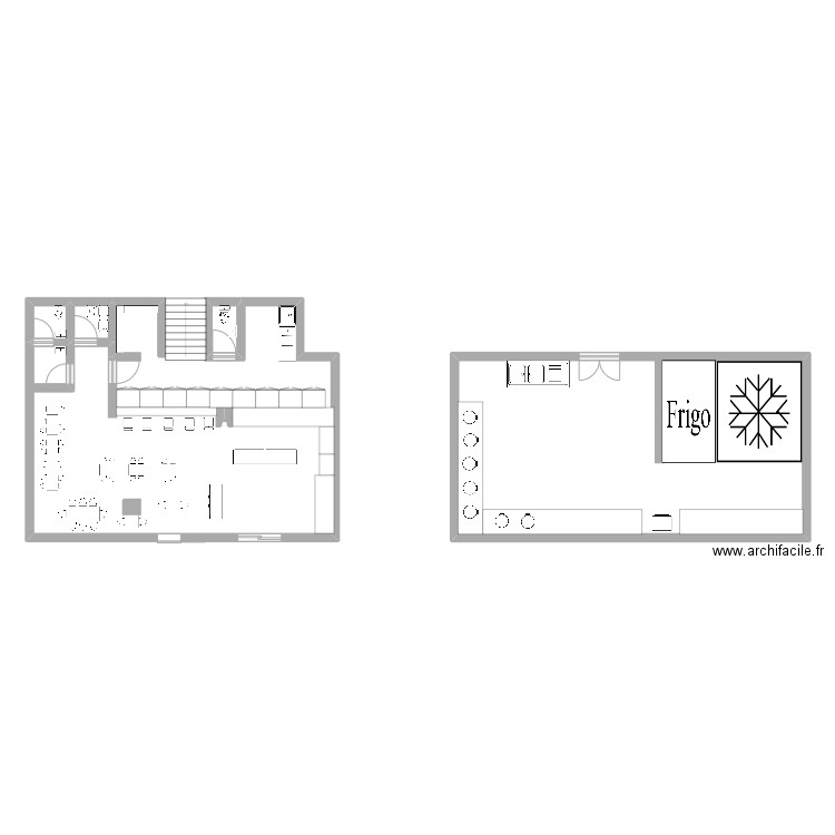 Plan d'angencement sushi shop annecy. Plan de 4 pièces et 75 m2