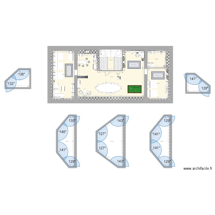 Gîte Beaumotte. Plan de 24 pièces et 303 m2