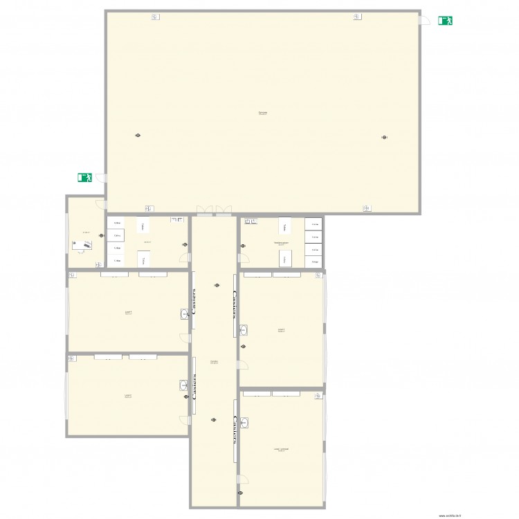 plan des ' locaux et gymnase. Plan de 9 pièces et 1027 m2